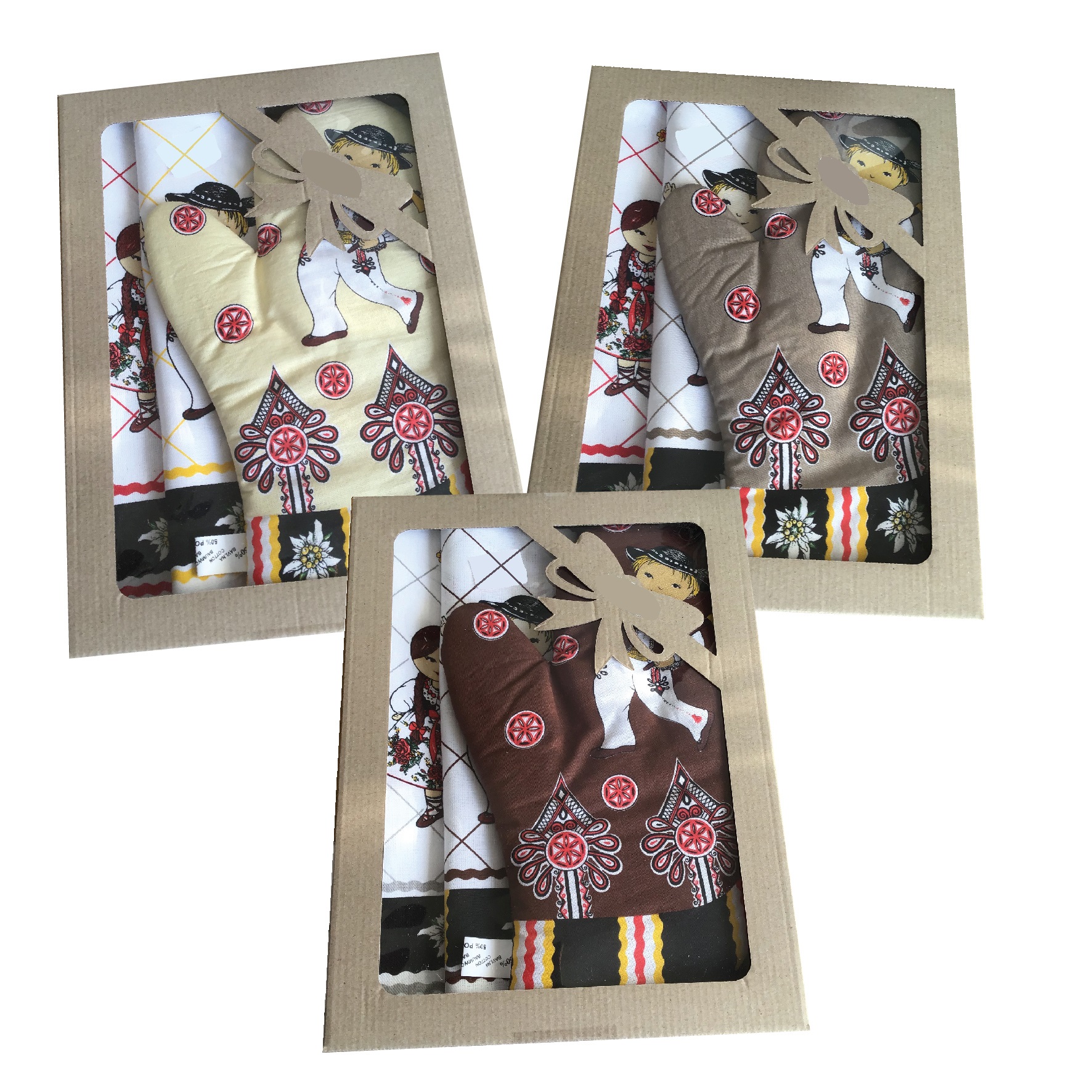 Kuchynská sada goralskí tanečníci- chňapka a 2 utierky 
