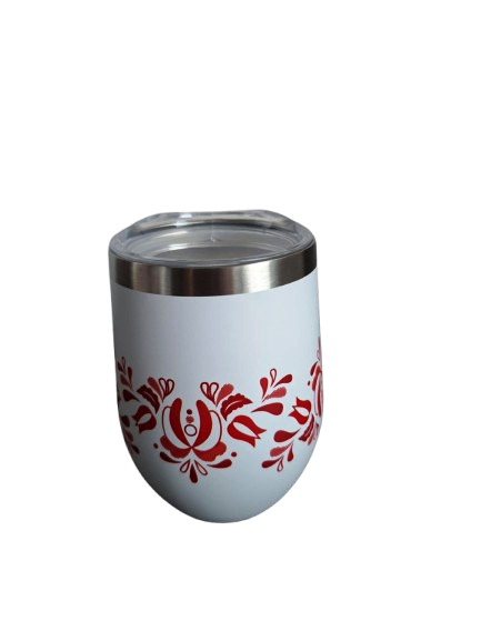 Nerezový termohrnček folk červený 350ml