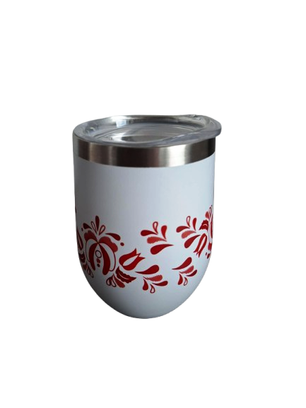 Nerezový termohrnček folk červený 350ml