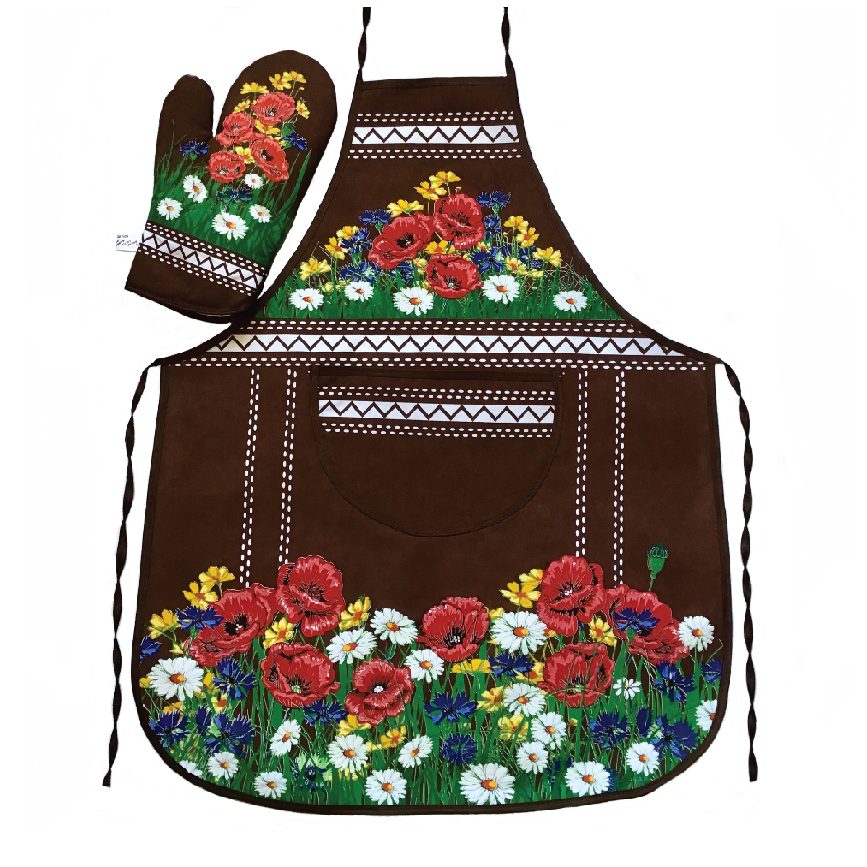 Kuchynská sada poľné kvety- zástera, chňapka, utierka 