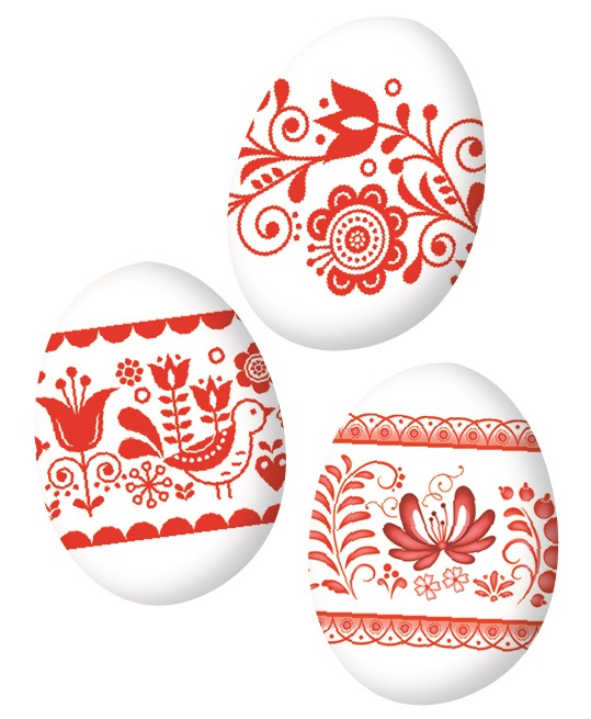Zmršťovacie fólie na vajíčka - červené ornamenty