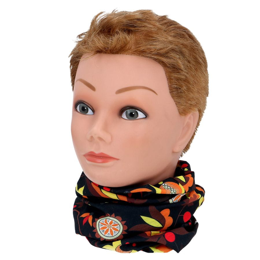 Multifunkčný šál s ľudovým motívom - oranžové kvety