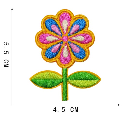 Termo nášivka - modro-ružový kvet 5,5x4,5 cm