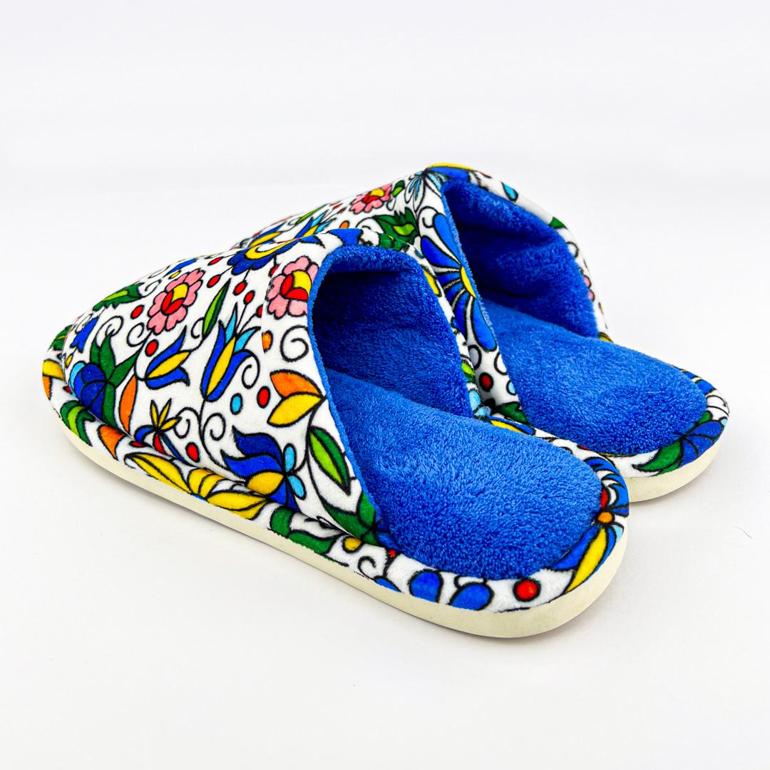 Papuče s ľudovým motívom - modré 