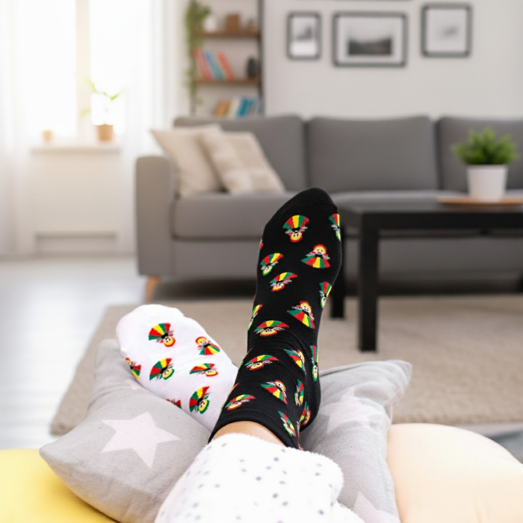 Dámske ponožky s ľudovým motívom 38-40 čierne bábiky 17262