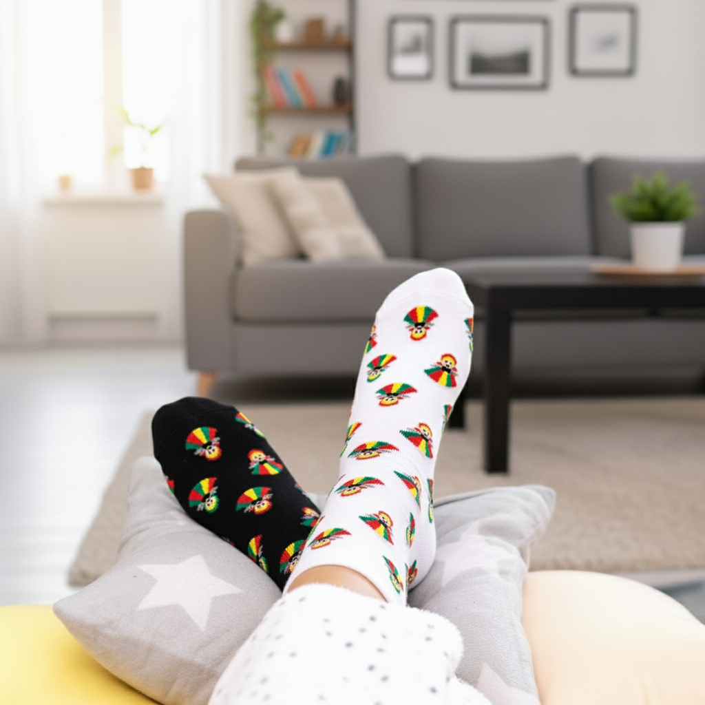 Dámske ponožky s ľudovým motívom 38-40 biele bábiky 17260