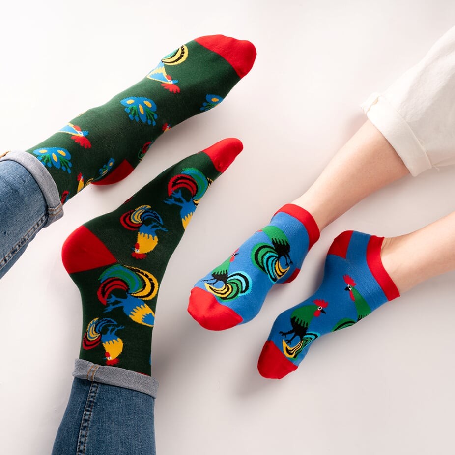 Pánske ponožky STEVEN - kohúty na zelenom pozadí 39-42