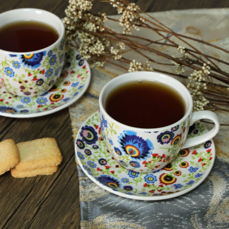 Darčeková sada dvoch šálok 250ml- modrý kvet