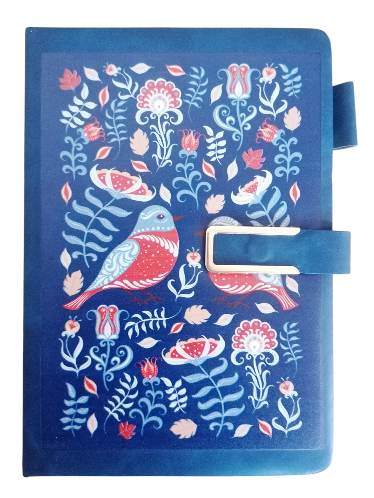 Zápisník s magnetickým uzatváraním - modré vtáčiky