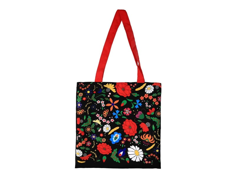 Nákupná taška s dlhým čiernym uchom - maky čierna