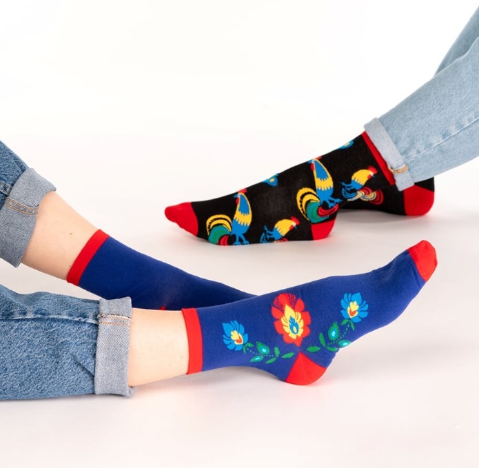 Pánske ponožky STEVEN - kohúty na čiernom pozadí 39-42