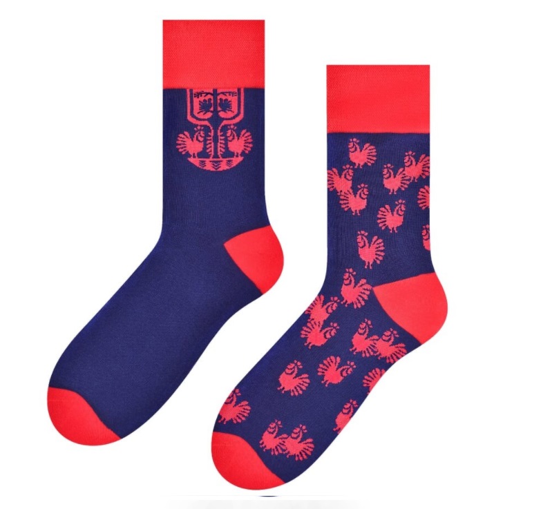 Pánske ponožky STEVEN - kohúty červené nepár 43-46