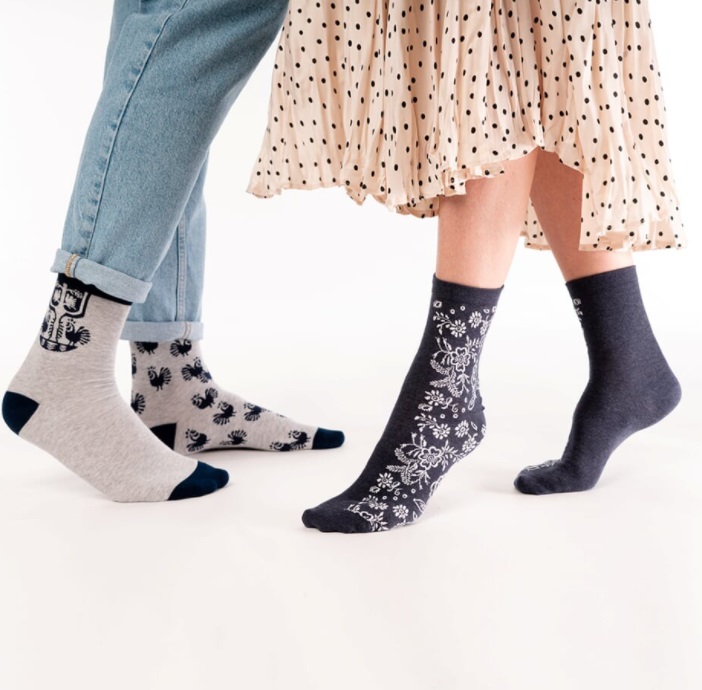 Pánske ponožky STEVEN - kohúty sivé nepár 43-46